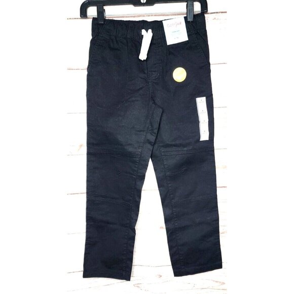 Cat & Jack Straight Leg Flexible Drawstring Reinforced Knee Kids Black Pants - Picture 11 of 11